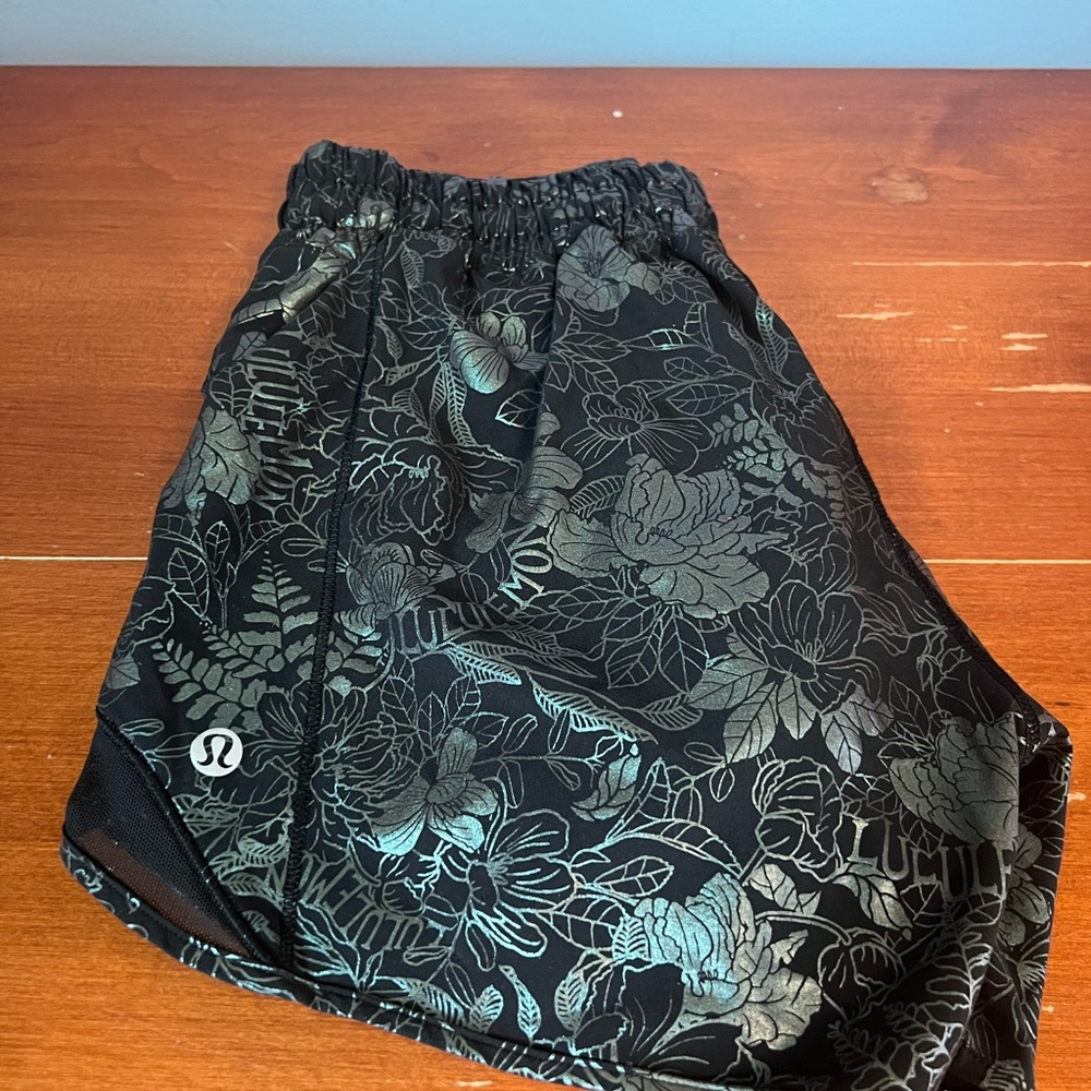 Lululemon Black Floral Athletic Shorts